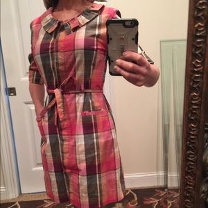 Pink Plaid button up dress, sz small.